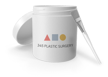 Cosmetic surgery container with lid and brush